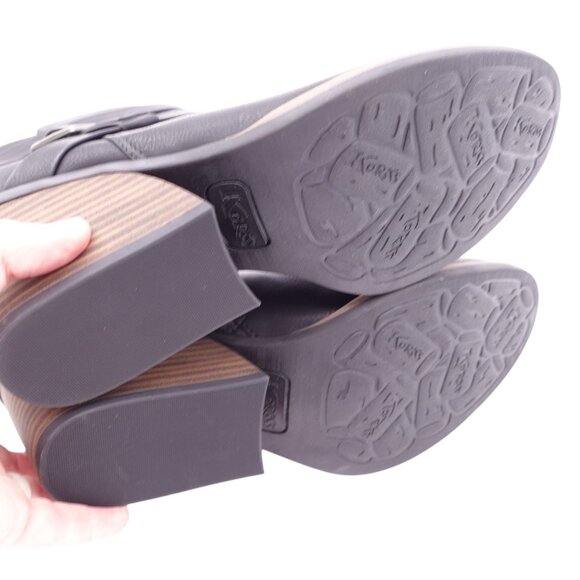 NWOB Korks Heidi Ankle Heeled Bootie Sz 9.5 M Black Faux Leather Buckle - Picture 7 of 9